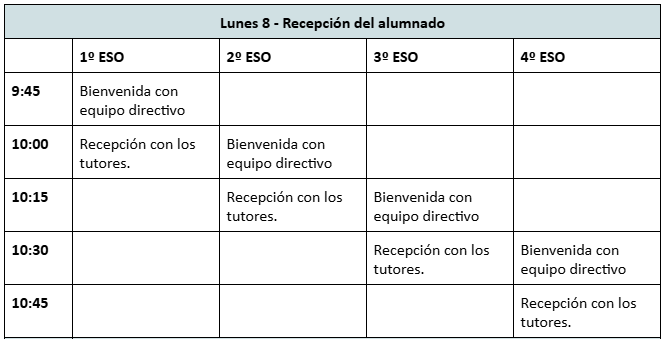 ESO: LUNES 8 DE SEPTIEMBRE